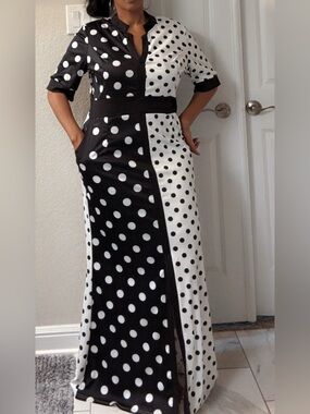 Black & White Polka Dot Maxi Dress